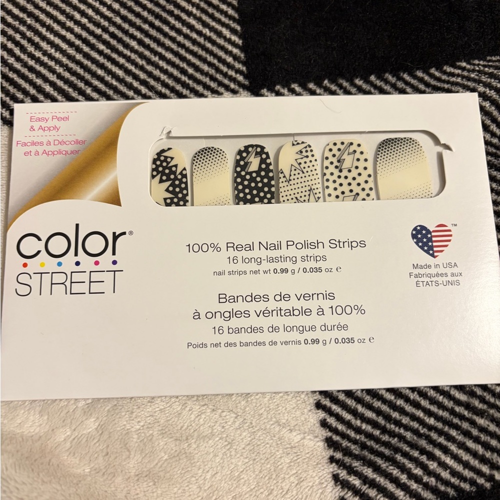 Color Street Black and Cream Nail Polish Strips COMIC RELIEF